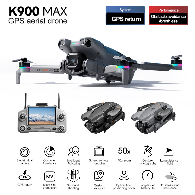 K900 Maxドローンキット 4.5インチスクリーンリモコ - Drone Kit With Camera のレビューと価格